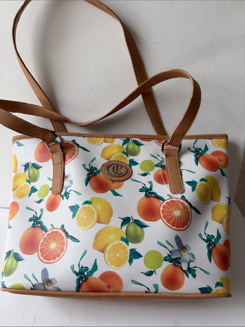 Giani Bernini Women's Lemon Print Saffiano Tote in Yellow Lemon Print